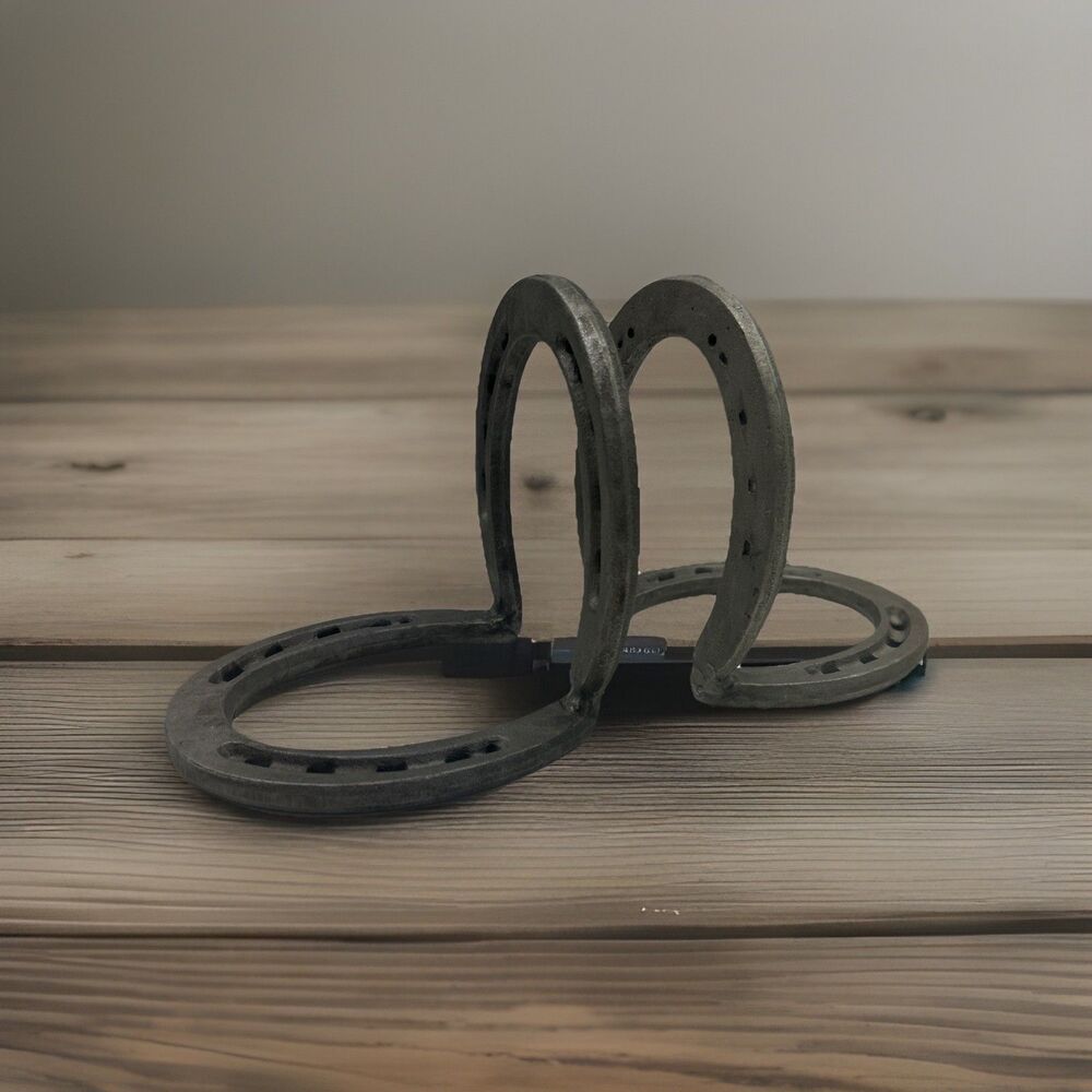 Vintage Handmade Horseshoe Bookends - Metal